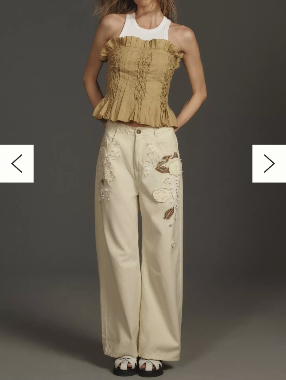 Anthropologie Pilcro Embroidered Cropped Bow Pants